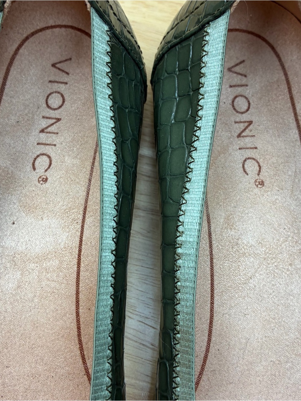 Vionic Olive Green Croc-Embossed Ballet Flats - Picture 5 of 7